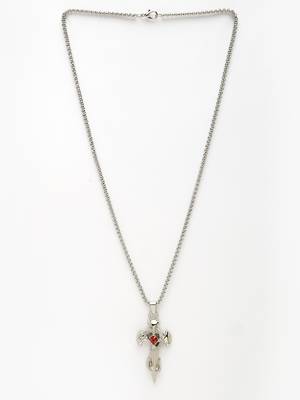 Men silver-plated  stainless steel pendant with chain 4