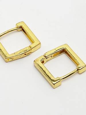 Men gold-plated geometric shape stainless steel hoop earrings 2