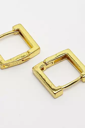 Men gold-plated geometric shape stainless steel hoop earrings