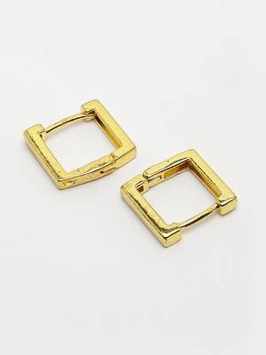 Men gold-plated geometric shape stainless steel hoop earrings 4