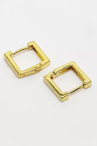 Men gold-plated geometric shape stainless steel hoop earrings