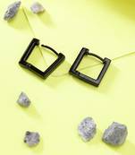Men black rhodium-plated geometric shape stainless steel hoop earrings