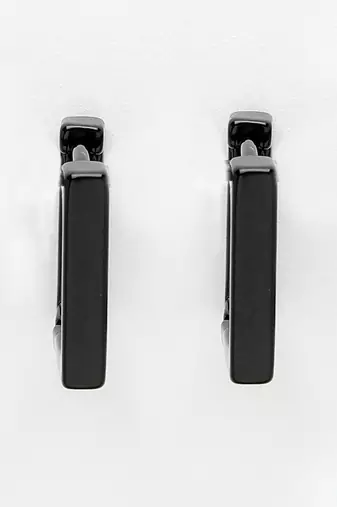 Men black rhodium-plated geometric shape stainless steel hoop earrings