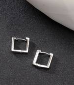 Men silver-plated  geometric shape stainless steel hoop earrings
