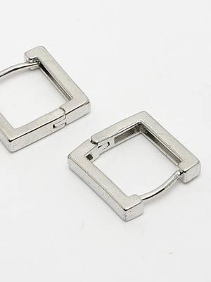 Men silver-plated  geometric shape stainless steel hoop earrings 2