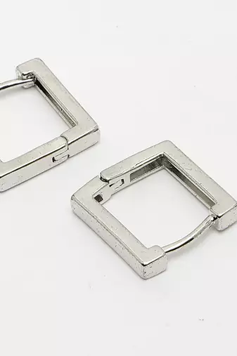 Men silver-plated  geometric shape stainless steel hoop earrings