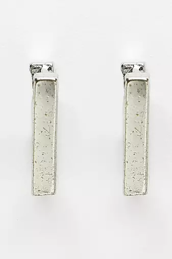 Men silver-plated  geometric shape stainless steel hoop earrings