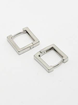 Men silver-plated  geometric shape stainless steel hoop earrings 4