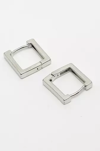 Men silver-plated  geometric shape stainless steel hoop earrings