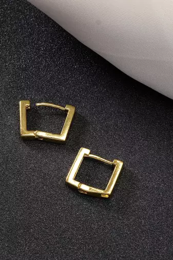 Men set of 3 multicolor rhodium-plated geometric shape stainless steel hoop earrings