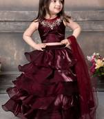 Girls ethnic wear self design lehenga, choli and dupatta set