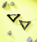 Men black rhodium-plated geometric shape stainless steel studs earring