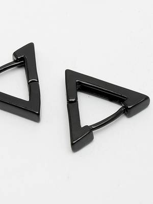 Men black rhodium-plated geometric shape stainless steel studs earring 2