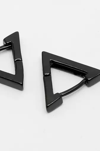 Men black rhodium-plated geometric shape stainless steel studs earring