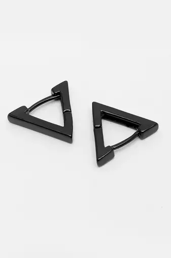 Men black rhodium-plated geometric shape stainless steel studs earring