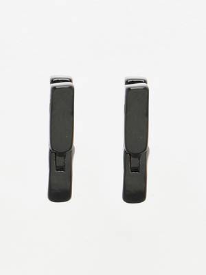 Men black rhodium-plated geometric shape stainless steel studs earring 4