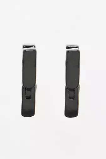Men black rhodium-plated geometric shape stainless steel studs earring