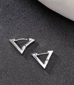 Men silver-plated geometric shape stainless steel studs earring