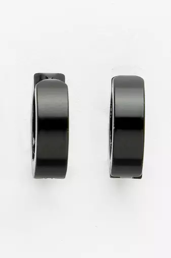 Men black rhodium-plated stainless steel hoop earrings