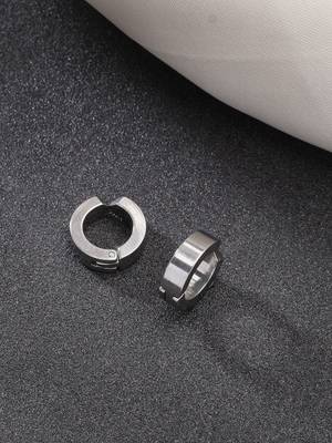 Men silver-plated stainless steel hoop earrings 1