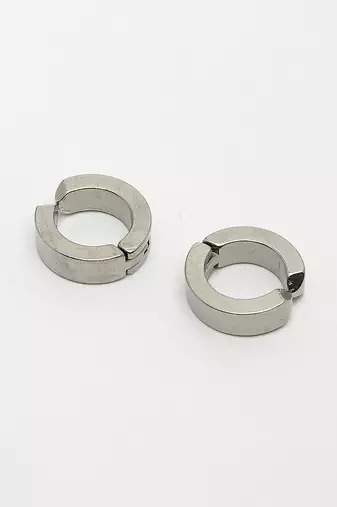 Men silver-plated stainless steel hoop earrings