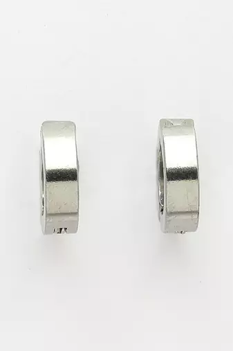 Men silver-plated stainless steel hoop earrings