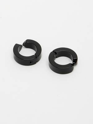 Men set of 2 multicolor rhodium-plated stainless steel hoop earrings 3