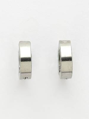 Men set of 2 multicolor rhodium-plated stainless steel hoop earrings 4