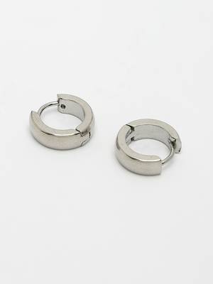 Men silver-plated  stainless steel hoop earrings 4