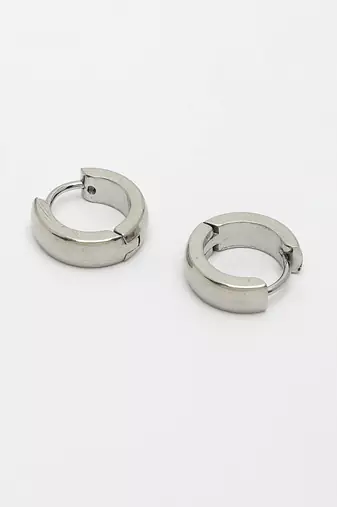 Men silver-plated  stainless steel hoop earrings