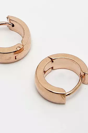 Men rose gold stainless steel hoop earrings