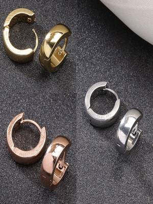Men set of 3 multicolor rhodium-plated  stainless steel hoop earrings 1
