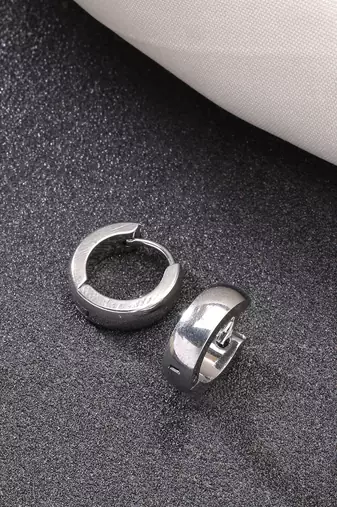 Men set of 3 multicolor rhodium-plated  stainless steel hoop earrings