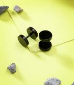 Men black rhodium-plated  metal studs earring