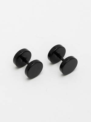 Men black rhodium-plated  metal studs earring 2