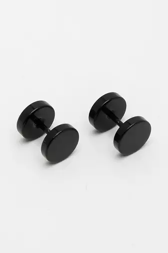 Men black rhodium-plated  metal studs earring