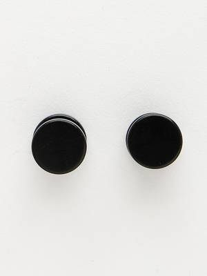 Men black rhodium-plated  metal studs earring 3
