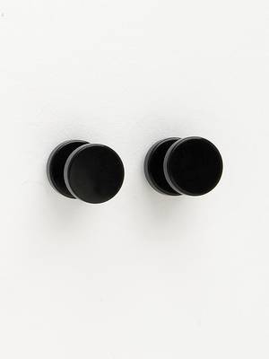 Men black rhodium-plated  metal studs earring 4