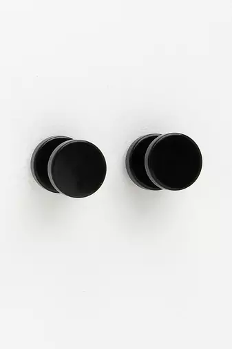 Men black rhodium-plated  metal studs earring