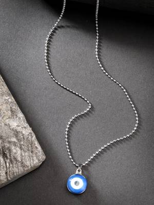 Unisex evil eye silver-plated stainless steel pendant with chain 1