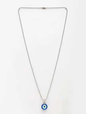 Unisex evil eye silver-plated stainless steel pendant with chain 2