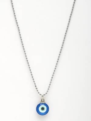 Unisex evil eye silver-plated stainless steel pendant with chain 3