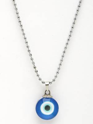 Unisex evil eye silver-plated stainless steel pendant with chain 4