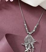 Women silver-toned german silver oxidised pendant with chain