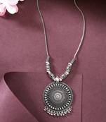 Women silver-toned circular shape pendant with chain