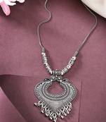 Women silver-toned german silver oxidised pendant with chain
