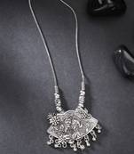 Women silver-toned radha krishna pendant with chain