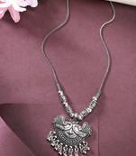 Women silver-toned peacock design pendant with chain