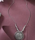 Women silver-toned circular shape pendant with chain