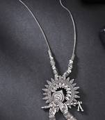 Women silver-toned german silver oxidised pendant with chain